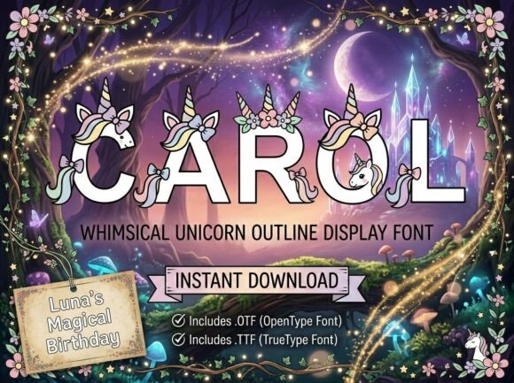 Carol: Whimsical Unicorn Outline Display