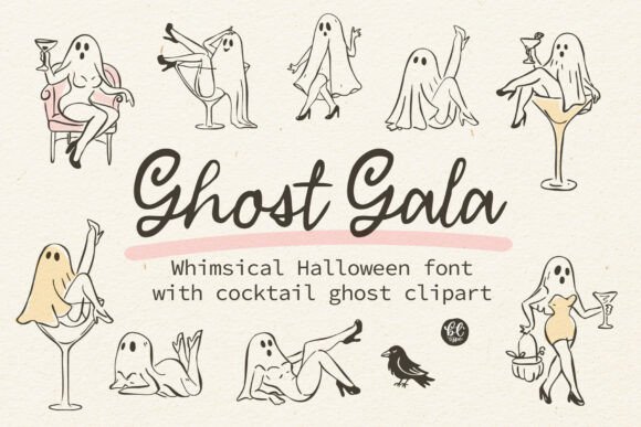 Ghost Gala: The Playful, Cocktail-Infused Halloween Font & Clipart Bundle That Elevates Every Girls’ Night